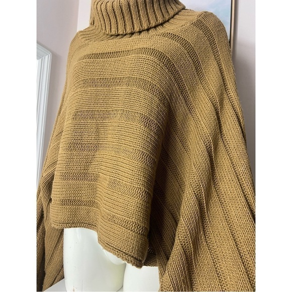 Concert Brown Olive Turtleneck Heavy Knit Pullover Sweater Wide Sleeves One Size - Picture 2 of 9
